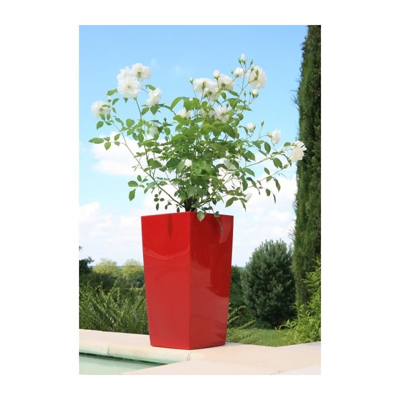 RIVIERA Pot de fleurs Nuance - Carré - 29 x 29 x H 52 cm - Rouge RIVIERA Pot de fleurs Nuance - Carré - 29 x 29 x H 52 cm - Rouge