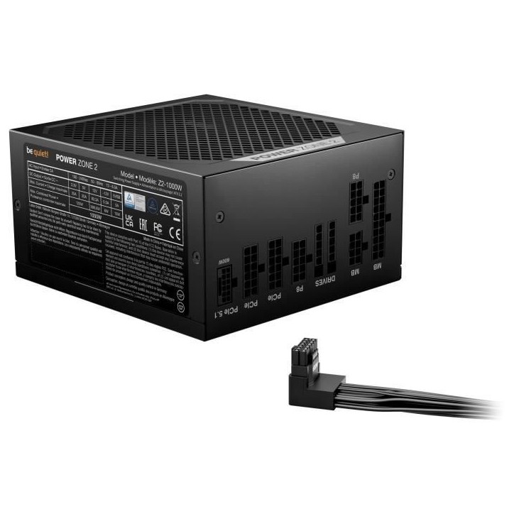 Alimentation PC - BE QUIET! - POWER ZONE 2 - 1000 W - Certifié 80 Plus Platinum - Modulaire Alimentation PC - BE QUIET! - POWER ZONE 2 - 1000 W - Certifié 80 Plus Platinum - Modulaire