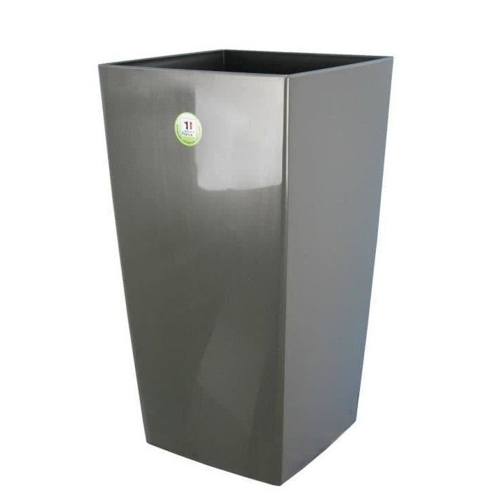 RIVIERA Pot de fleurs Nuance - Carré - 38 x 38 x H 69 cm - Gris pailleté RIVIERA Pot de fleurs Nuance - Carré - 38 x 38 x H 69 cm - Gris pailleté