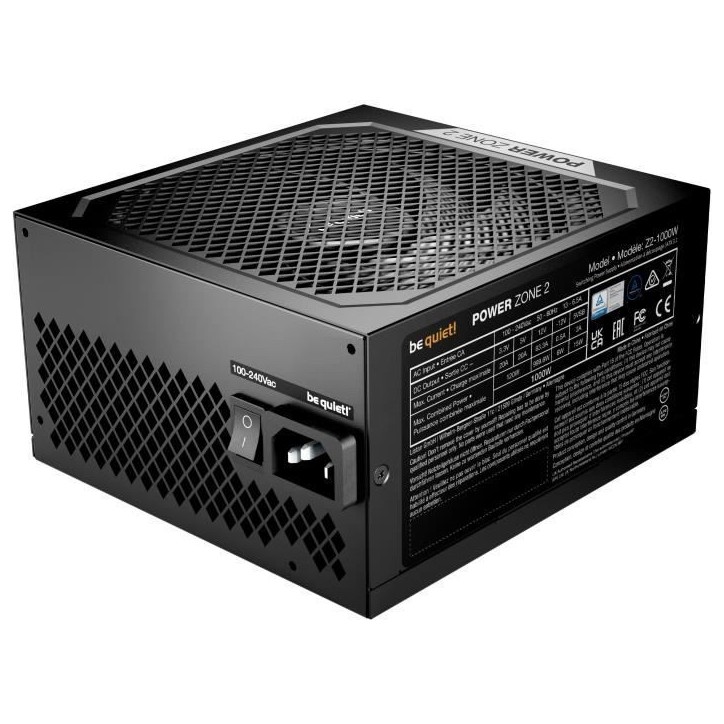 Alimentation PC - BE QUIET! - POWER ZONE 2 - 1000 W - Certifié 80 Plus Platinum - Modulaire Alimentation PC - BE QUIET! - POWER ZONE 2 - 1000 W - Certifié 80 Plus Platinum - Modulaire
