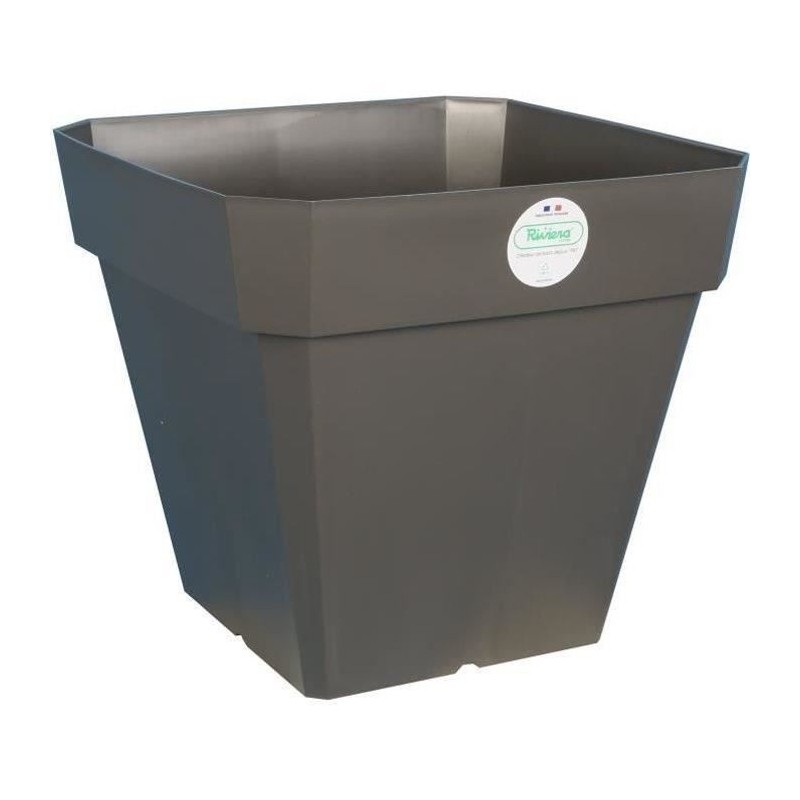 RIVIERA Pot de fleurs Soleilla - Carré - 40 x 40 cm - Gris pailleté RIVIERA Pot de fleurs Soleilla - Carré - 40 x 40 cm - Gris pailleté