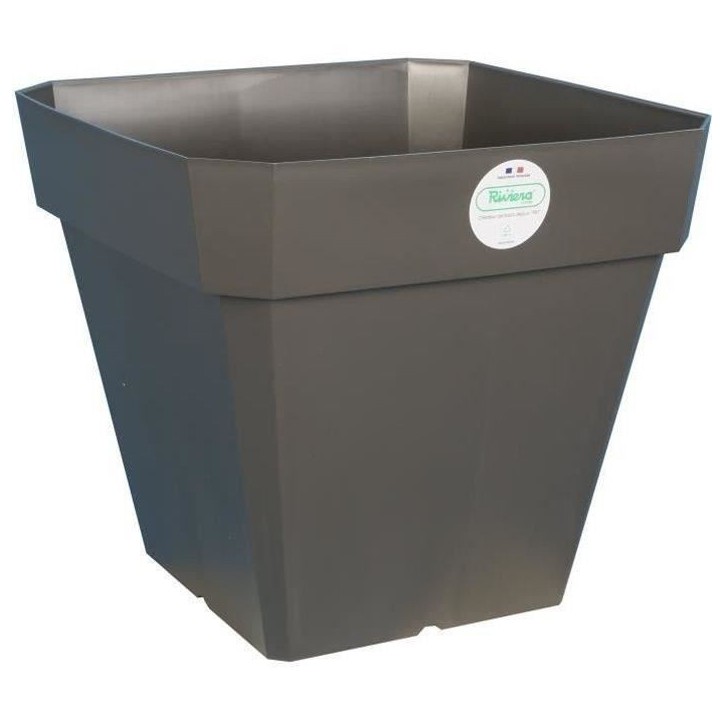 RIVIERA Pot de fleurs Soleilla - Carré - 40 x 40 cm - Gris pailleté RIVIERA Pot de fleurs Soleilla - Carré - 40 x 40 cm - Gris pailleté