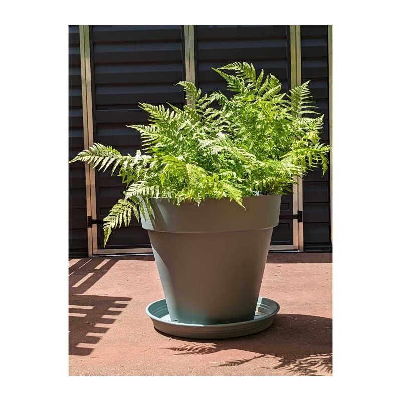 Bac a fleurs rond RIVIERA SOLEILLA - Plastique - Diametre 60 cm Vert a Bac a fleurs rond RIVIERA SOLEILLA - Plastique - Diametre 60 cm Vert a