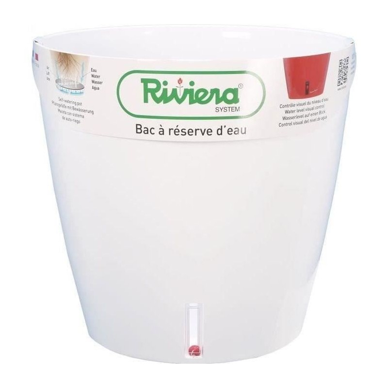 RIVIERA Bac a réserve d'eau - Rond - Ø 36 x H 33 cm - Blanc RIVIERA Bac a réserve d'eau - Rond - Ø 36 x H 33 cm - Blanc