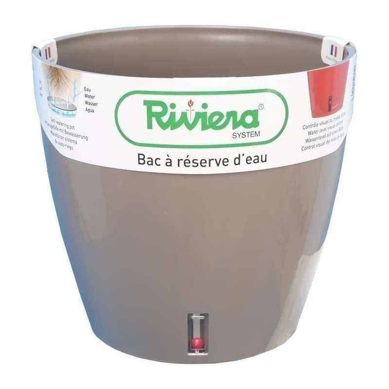 RIVIERA Bac a réserve d'eau - Rond - Ø 36 x H 33 cm -Taupe RIVIERA Bac a réserve d'eau - Rond - Ø 36 x H 33 cm -Taupe