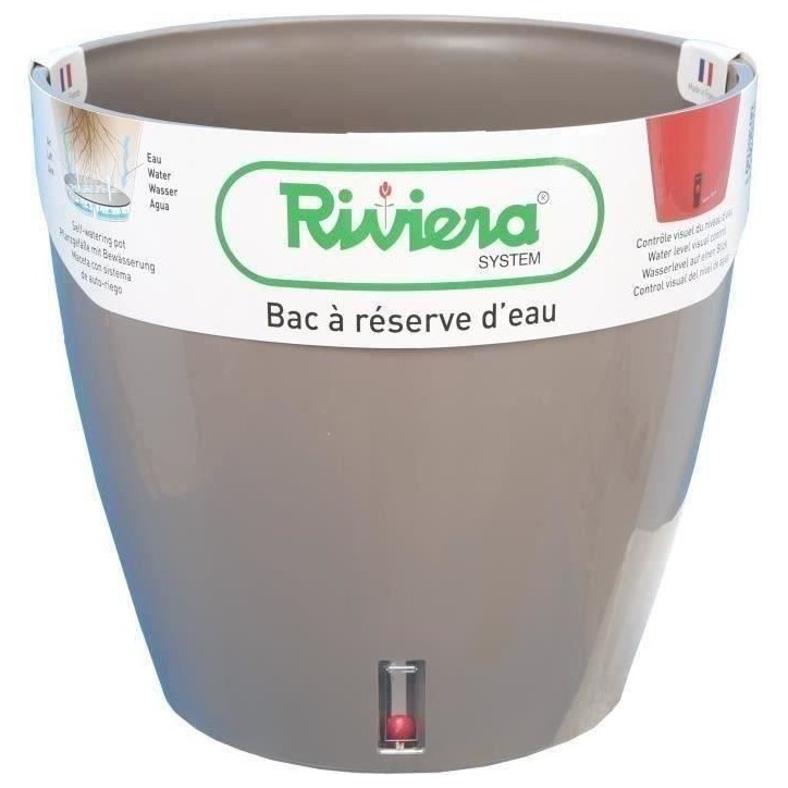 RIVIERA Bac a réserve d'eau - Rond - Ø 36 x H 33 cm -Taupe