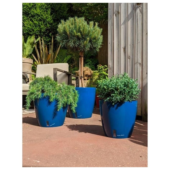 Bac a fleurs rond RIVIERA EVA NEW - Plastique - Diametre 46 cm - Bleu