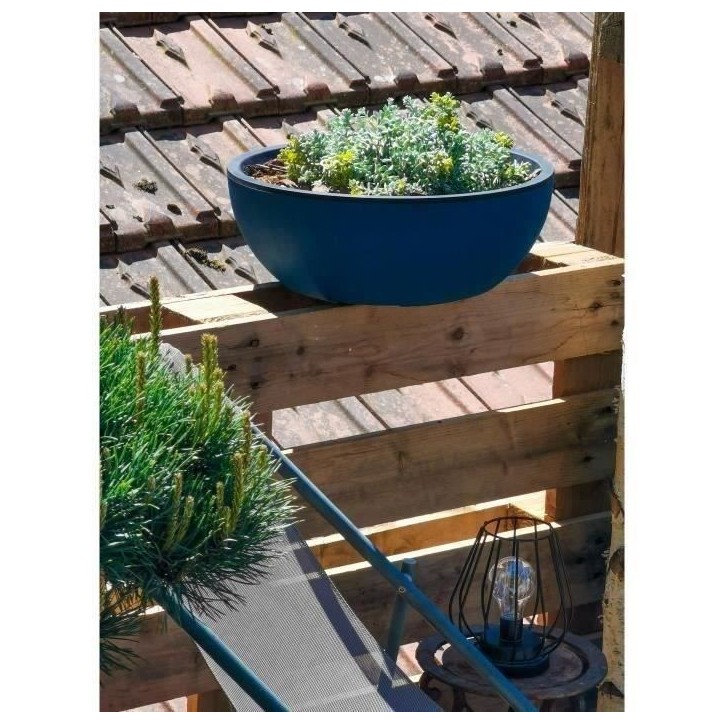 Bac a fleurs rond RIVIERA COUPE GRANIT - Plastique - Diametre 40 cm - Bleu Bac a fleurs rond RIVIERA COUPE GRANIT - Plastique - Diametre 40 cm - Bleu