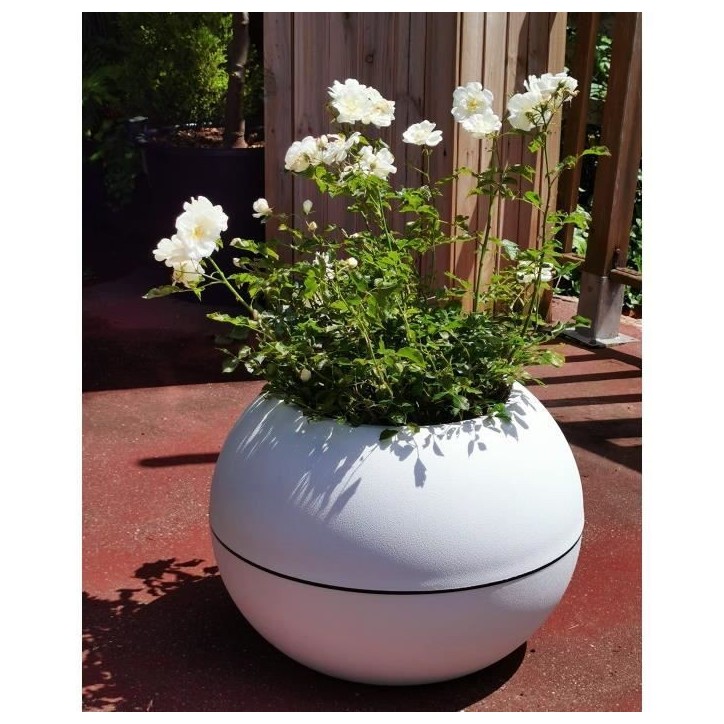 Bac a fleurs rond RIVIERA GRANIT BOULE - Plastique - Diametre 40 cm - Blanc Bac a fleurs rond RIVIERA GRANIT BOULE - Plastique - Diametre 40 cm - Blanc