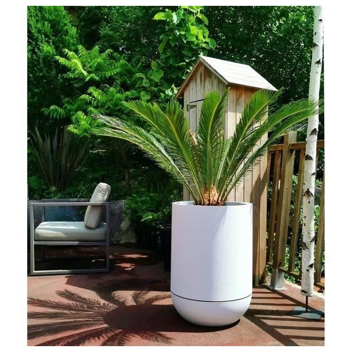 Bac a fleurs rond RIVIERA GRANIT TULIPE - Plastique - Diametre 40 cm - Blanc Bac a fleurs rond RIVIERA GRANIT TULIPE - Plastique - Diametre 40 cm - Blanc