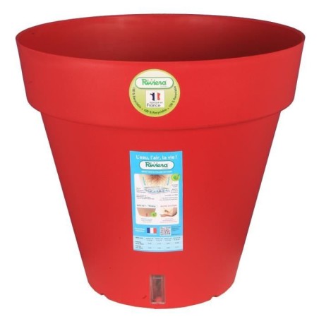 RIVIERA Pot de fleurs Loft avec réserve d'eau - Rond - Ø 50 x H 46 cm - Rouge