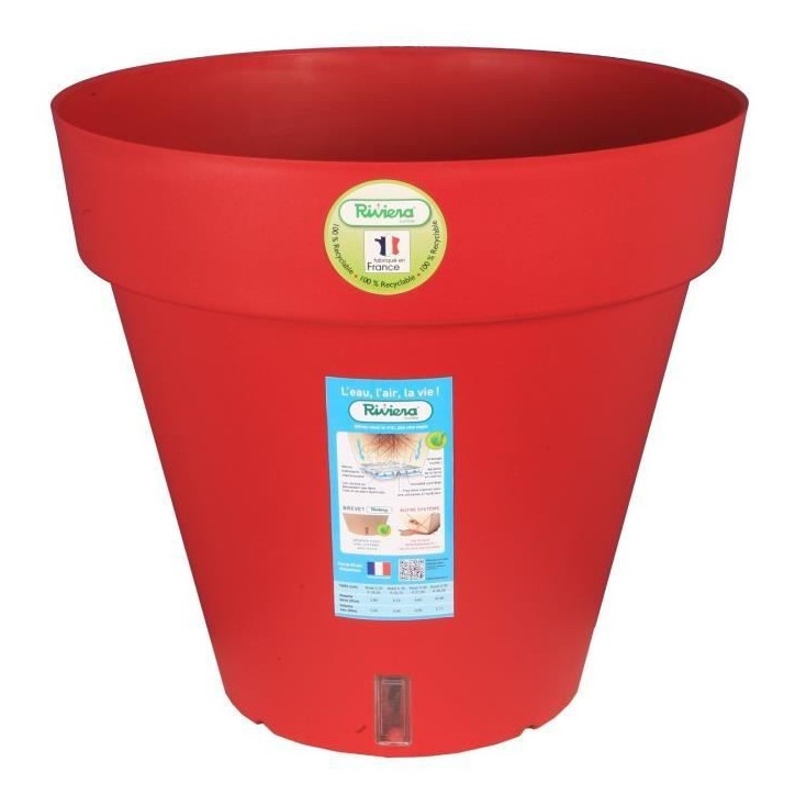 RIVIERA Pot de fleurs Loft avec réserve d'eau - Rond - Ø 50 x H 46 cm - Rouge RIVIERA Pot de fleurs Loft avec réserve d'eau - Rond - Ø 50 x H 46 cm - Rouge
