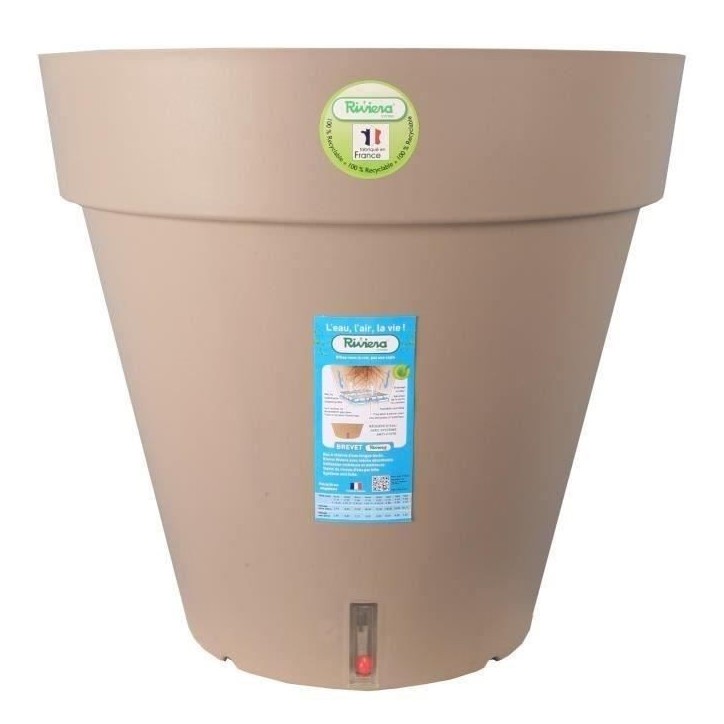 RIVIERA Pot de fleurs Loft avec réserve d'eau - Rond - Ø 50 x H 46 cm -Taupe RIVIERA Pot de fleurs Loft avec réserve d'eau - Rond - Ø 50 x H 46 cm -Taupe