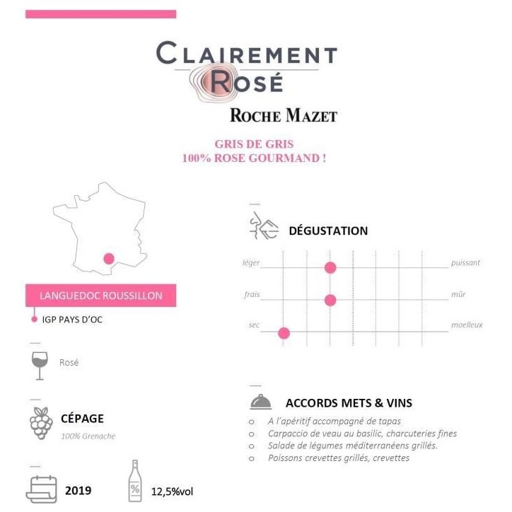 Clairement Rosé de Roche Mazet Pays d'Oc - Vin rosé de Languedoc 2023
