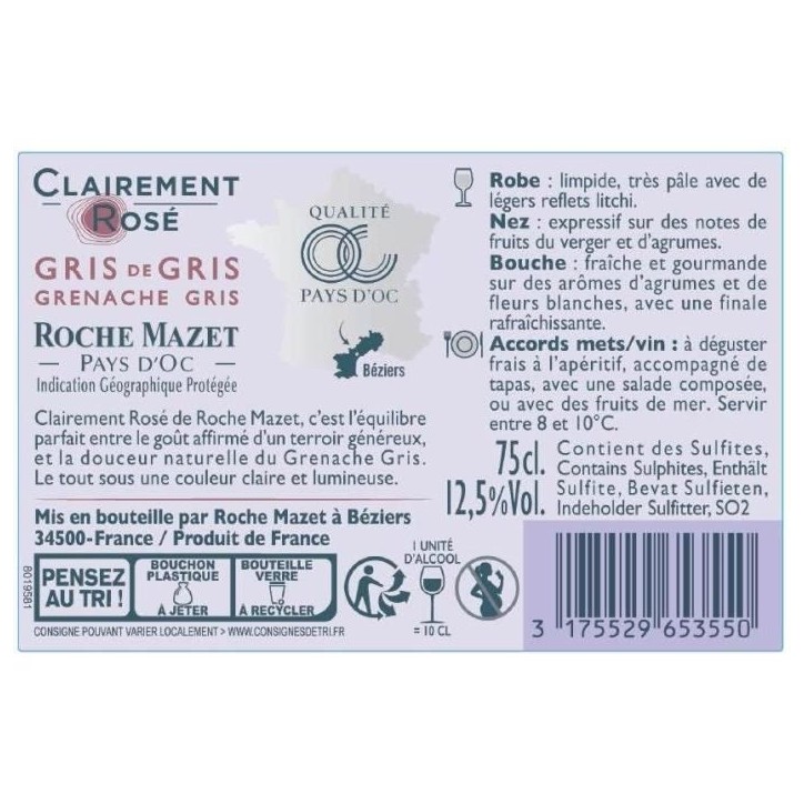 Clairement Rosé de Roche Mazet Pays d'Oc - Vin rosé de Languedoc 2023