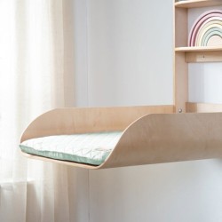 Table a Langer Murale et Rabattable - ROBA - Bois Naturel - Étageres