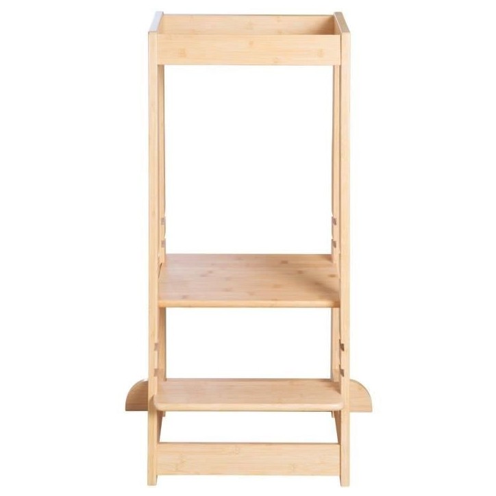Tour d'apprentissage Montessori - ROBA - Bambou Certifié FSC - Réglable sur 3 niveaux de hauteur - Jusqu'a 80 Kg - Naturel