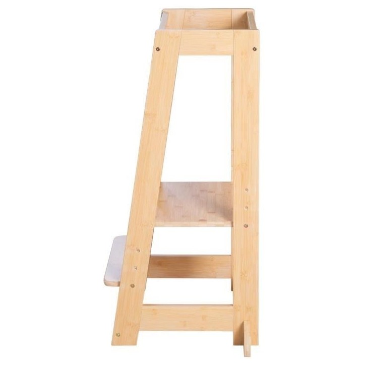 Tour d'apprentissage Montessori - ROBA - Bambou Certifié FSC - Réglable sur 3 niveaux de hauteur - Jusqu'a 80 Kg - Naturel