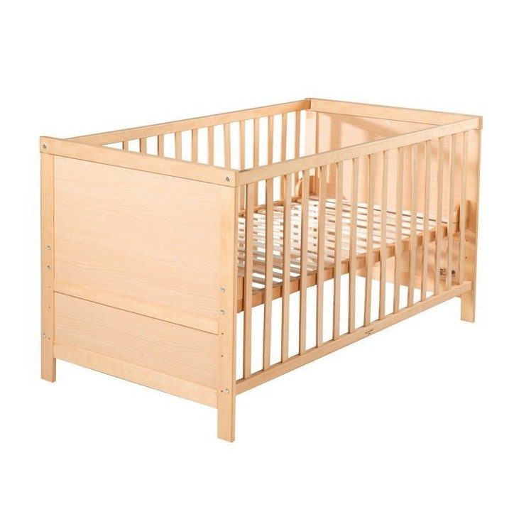 Lit Bébé Évolutif 70x140 - ROBA - Réglable en Hauteur - 3 Barreaux Amovibles - Coins de Transformation Inclus - Bois Naturel Lit Bébé Évolutif 70x140 - ROBA - Réglable en Hauteur - 3 Barreaux Amovibles - Coins de Transformation Inclus - Bois Naturel
