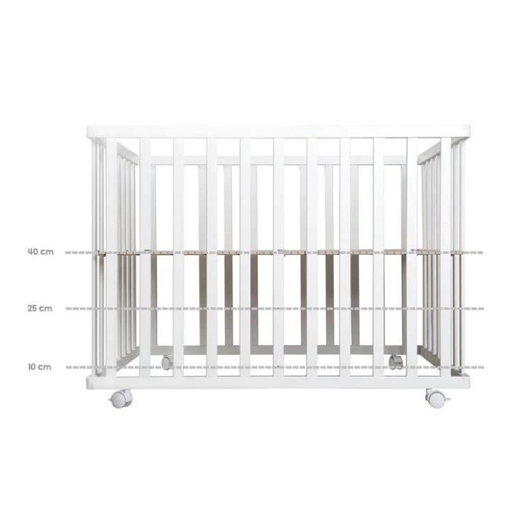 Parc Bébé 100x75 cm + Tapis Adam et Eule Imprimé Chouette + 4 Roues - ROBA - Bois blanc Parc Bébé 100x75 cm + Tapis Adam et Eule Imprimé Chouette + 4 Roues - ROBA - Bois blanc