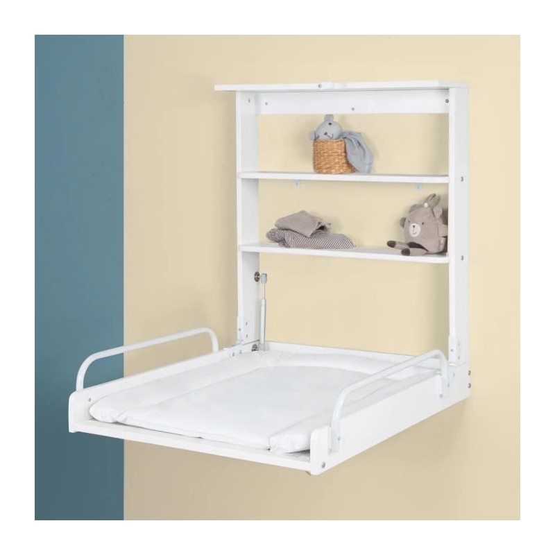 Table a langer murale rabattable - ROBA - Matelas imperméable inclus Table a langer murale rabattable - ROBA - Matelas imperméable inclus