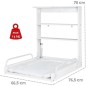 Table a langer murale rabattable - ROBA - Matelas imperméable inclus - 2 Étageres intégrées - Bois Laqué Blanc