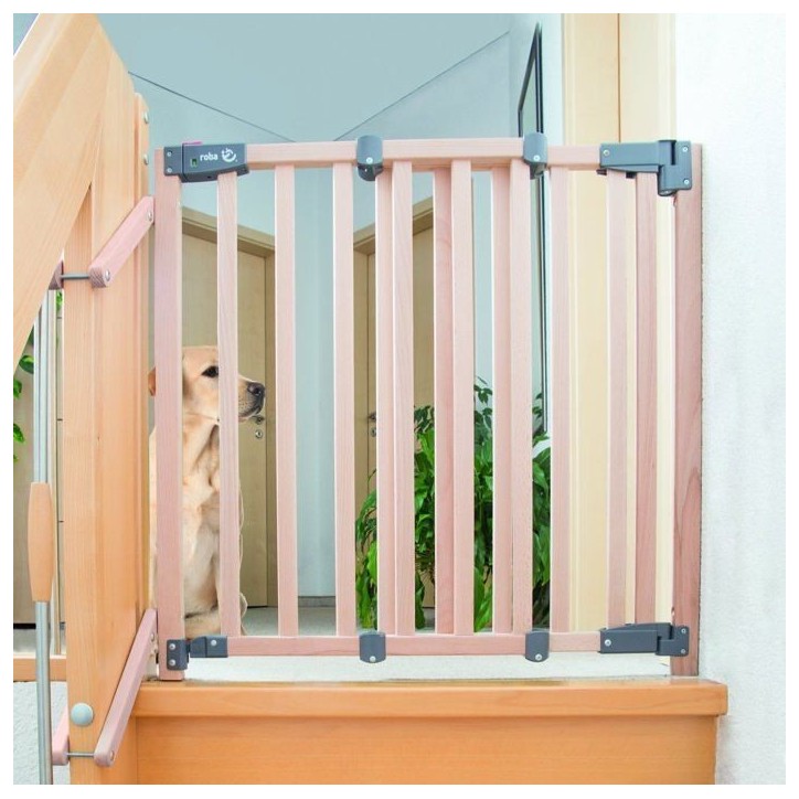 Barriere de Sécurité Bébé pour Escalier Safety Up - ROBA - Largeur de 93.5 a 120.5 cm - Bois Naturel Barriere de Sécurité Bébé pour Escalier Safety Up - ROBA - Largeur de 93.5 a 120.5 cm - Bois Naturel