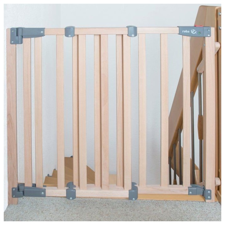 Barriere de Sécurité Bébé pour Escalier Safety Up - ROBA - Largeur de 93.5 a 120.5 cm - Bois Naturel Barriere de Sécurité Bébé pour Escalier Safety Up - ROBA - Largeur de 93.5 a 120.5 cm - Bois Naturel