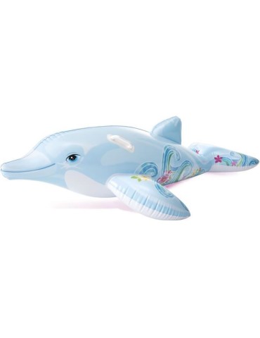 Matelas de plage gonflable dauphin - Mixte - 175 cm - Pour enfant - Gris et noir