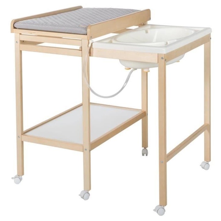 Table a langer avec baignoire coulissante - ROBA - Inclus matelas depérlant Roba style Gris - Tablette de rangement - Bois Natu Table a langer avec baignoire coulissante - ROBA - Inclus matelas depérlant Roba style Gris - Tablette de rangement - Bois Natu