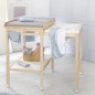 Table a langer avec baignoire coulissante - ROBA - Inclus matelas depérlant Roba style Gris - Tablette de rangement - Bois Natu