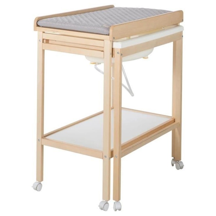 Table a langer avec baignoire coulissante - ROBA - Inclus matelas depérlant Roba style Gris - Tablette de rangement - Bois Natu Table a langer avec baignoire coulissante - ROBA - Inclus matelas depérlant Roba style Gris - Tablette de rangement - Bois Natu