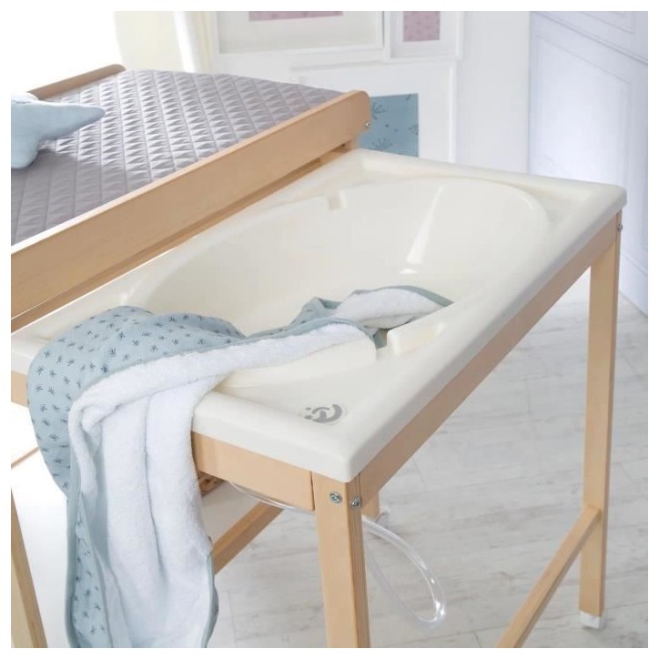 Table a langer avec baignoire coulissante - ROBA - Inclus matelas depérlant Roba style Gris - Tablette de rangement - Bois Natu Table a langer avec baignoire coulissante - ROBA - Inclus matelas depérlant Roba style Gris - Tablette de rangement - Bois Natu