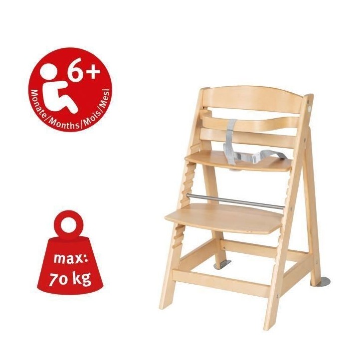 ROBA Chaise Haute Évolutive Born Up 2 en 1 + Transat Inclinable - Sternenzauber - Des la Naissance - Bois Naturel ROBA Chaise Haute Évolutive Born Up 2 en 1 + Transat Inclinable - Sternenzauber - Des la Naissance - Bois Naturel