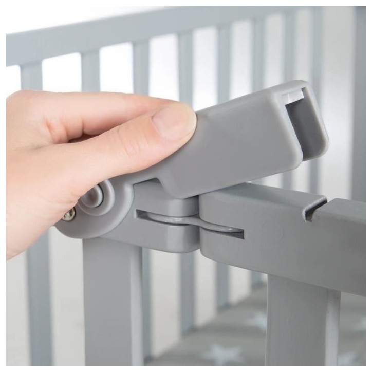 Parc bébé pliable - ROBA - LITTLE STARS - 75 x 100 cm - Hauteur réglable - 4 Roues freinées - Bois Laqué Gris Taupe - Motif Parc bébé pliable - ROBA - LITTLE STARS - 75 x 100 cm - Hauteur réglable - 4 Roues freinées - Bois Laqué Gris Taupe - Motif
