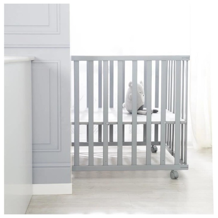 Parc bébé pliable - ROBA - LITTLE STARS - 75 x 100 cm - Hauteur réglable - 4 Roues freinées - Bois Laqué Gris Taupe - Motif Parc bébé pliable - ROBA - LITTLE STARS - 75 x 100 cm - Hauteur réglable - 4 Roues freinées - Bois Laqué Gris Taupe - Motif