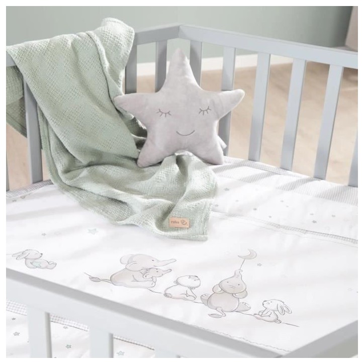 Parc bébé évolutif hegaxonal - ROBA - STERNENZAUBER - Housse rembourrée - Motif Éléphants - 6 Roues freinées - Bois Laqu Parc bébé évolutif hegaxonal - ROBA - STERNENZAUBER - Housse rembourrée - Motif Éléphants - 6 Roues freinées - Bois Laqu
