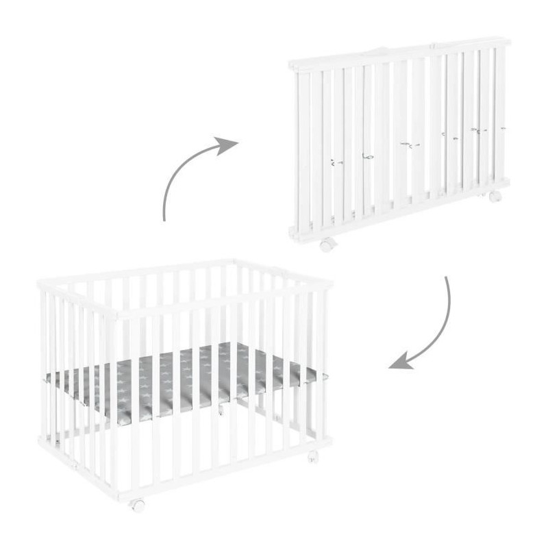 Parc bébé pliable - ROBA - LITTLE STARS - 75 x 100 cm - Réglable en Parc bébé pliable - ROBA - LITTLE STARS - 75 x 100 cm - Réglable en