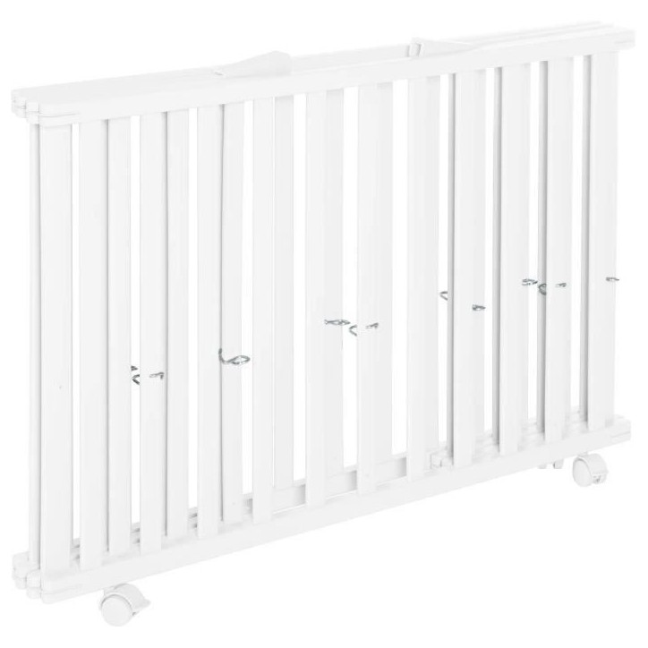 Parc bébé pliable - ROBA - LITTLE STARS - 75 x 100 cm - Réglable en hauteur - 4 Roues freinées - Bois Laqué Blanc - Motif Parc bébé pliable - ROBA - LITTLE STARS - 75 x 100 cm - Réglable en hauteur - 4 Roues freinées - Bois Laqué Blanc - Motif