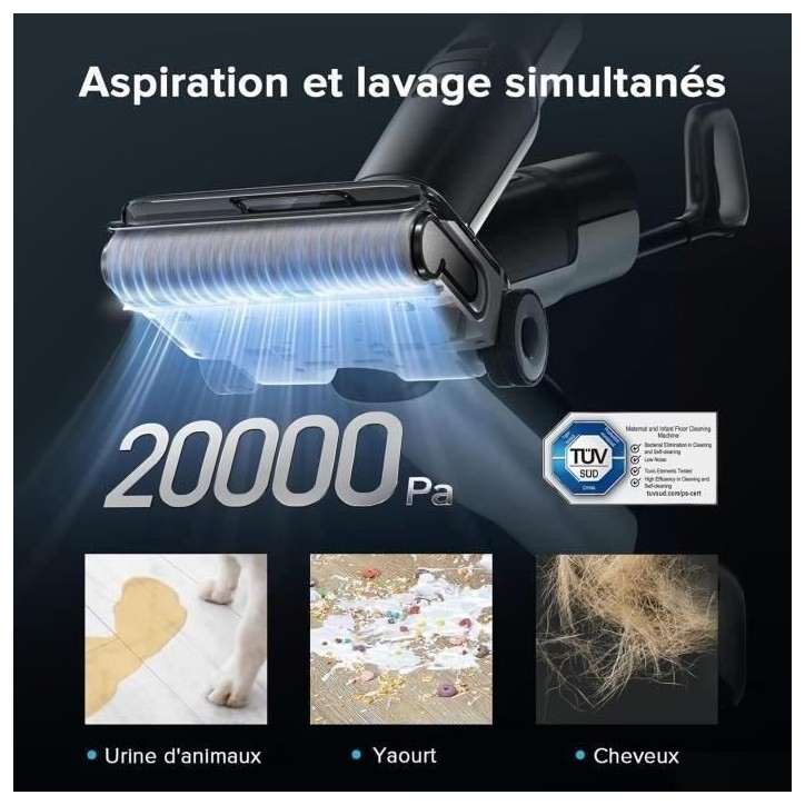 ROBOROCK F25 ACE - Aspirateur Laveur sans Fil - 20 000 Pa - Tout-en-Un pour sols durs - Zéro enchevetrement - Séchage Rapide a
