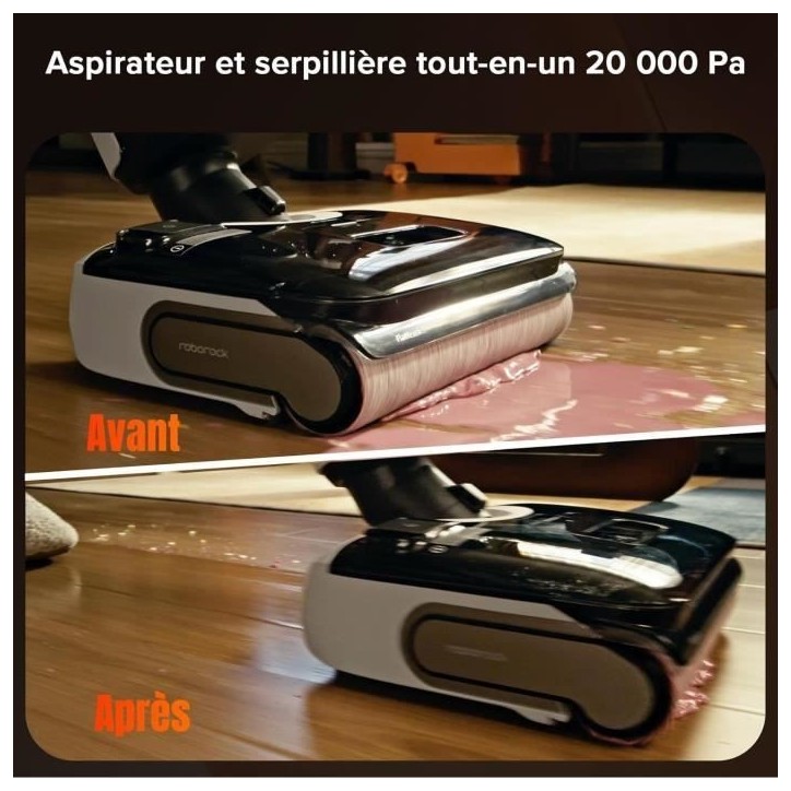 ROBOROCK F25 RT - Aspirateur Balai Laveur - 20000 Pa - Lavage a Chaud a 90 °C - Nettoyage Deux Bords - Auto-Nettoyage a l'eau c ROBOROCK F25 RT - Aspirateur Balai Laveur - 20000 Pa - Lavage a Chaud a 90 °C - Nettoyage Deux Bords - Auto-Nettoyage a l'eau c