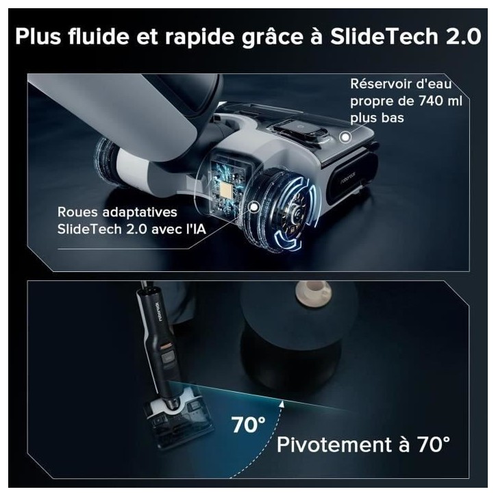 ROBOROCK F25 ACE COMBO - Aspirateur Laveur sans Fil 5-en-1 - Puissance 20 kPa - Lavage a Chaud a 90 °C - Auto-Nettoyage Automat