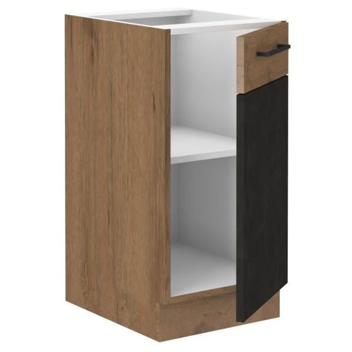 Meuble bas ROCK - Mélaminé décor chene lancelot et gris matera - 1 porte - L40 x H82 cm Meuble bas ROCK - Mélaminé décor chene lancelot et gris matera - 1 porte - L40 x H82 cm