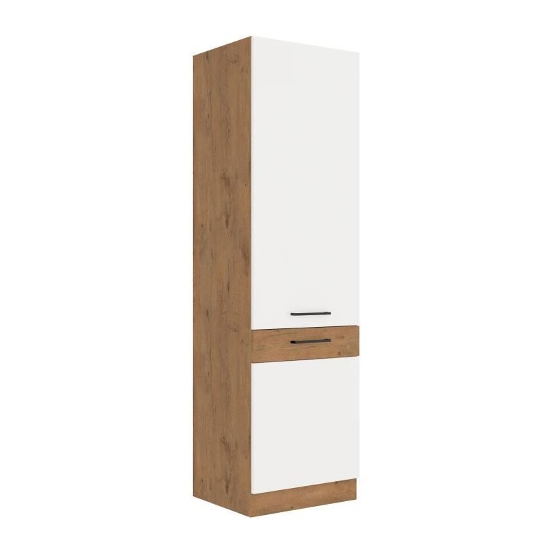 ROCK - Colonne - Mélaminé chene Lancelot et Blanc brillant - 60 cm - ROCK - Colonne - Mélaminé chene Lancelot et Blanc brillant - 60 cm -