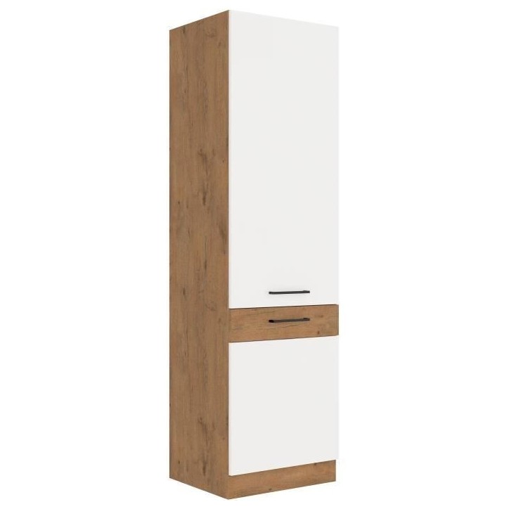 ROCK - Colonne - Mélaminé chene Lancelot et Blanc brillant - 60 cm - 2 portes ROCK - Colonne - Mélaminé chene Lancelot et Blanc brillant - 60 cm - 2 portes