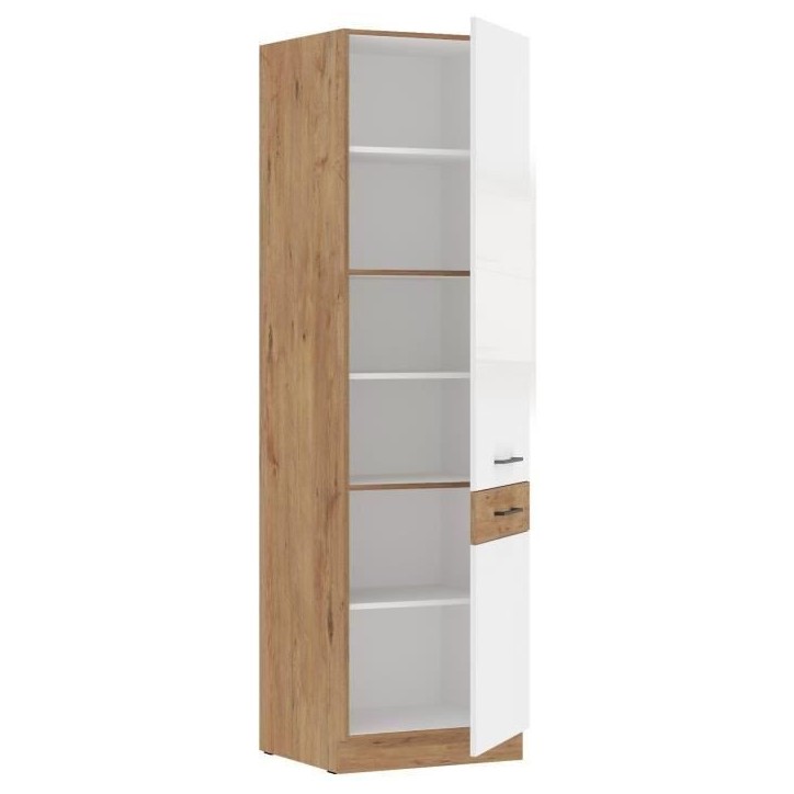 ROCK - Colonne - Mélaminé chene Lancelot et Blanc brillant - 60 cm - 2 portes ROCK - Colonne - Mélaminé chene Lancelot et Blanc brillant - 60 cm - 2 portes