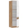 ROCK - Colonne - Mélaminé chene Lancelot et Blanc brillant - 60 cm -