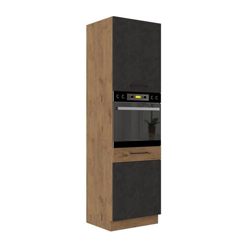 Colonne four cuisine ROCK - Mélaminé décor chene lancelot et gris m Colonne four cuisine ROCK - Mélaminé décor chene lancelot et gris m
