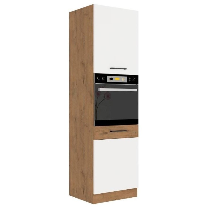 ROCK - Colonne - Mélaminé chene Lancelot et Blanc brillant - 60 cm - 2 portes ROCK - Colonne - Mélaminé chene Lancelot et Blanc brillant - 60 cm - 2 portes