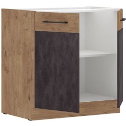 Meuble bas ROCK - Mélaminé - Chene Lancelot et gris matera - L 80 x